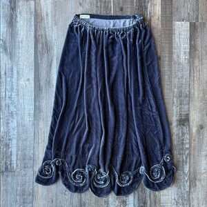 Krista Larson Blue Velvet midi Skirt